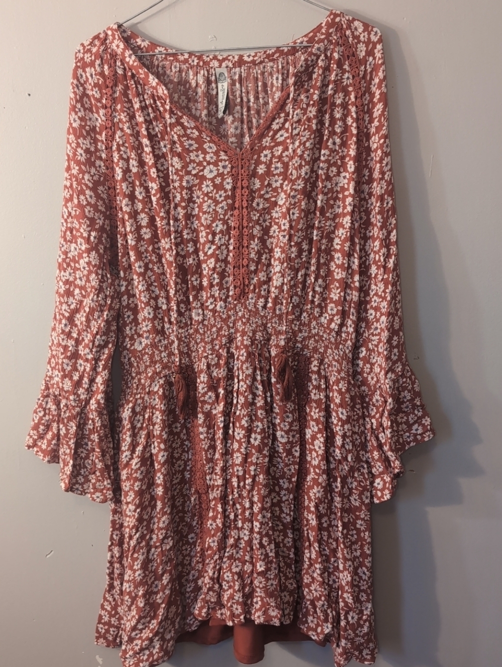 Rust Floral Boho Dress